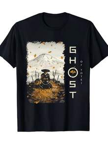 NUEVA Camiseta Oficial Ghost of Yotei Negra Unisex con Diseño Gráfico Artístico para Hombres |   Camiseta divertida de verano, cuello redondo, corte regular, para todas las estaciones, tela ligeramente elástica. - Negro - Ver 2