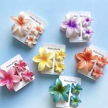 4件/3件裝 夏季女款扶桑花果凍色髮夾，白色/黃色/粉色/藍色輕量塑料髮飾 度假用 - 彩色 - 查看 3