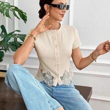 Women Blouses & Shirts - 杏 - 查看 4