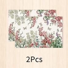 1 pieza Mantel individual de lino con elemento vegetal, tapete para desayuno, tapete para café, posavasos, base para tazón, accesorio de cocina, fácil de limpiar, apto para el hogar, restaurante, decoración de restaurante, regalo de vacaciones, regalo para amigos, juego de múltiples piezas - Multicolor - Ver 14