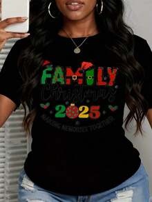 Camiseta Casual Minimalista de Navidad Familiar para Crear Recuerdos Juntos, Camiseta Navideña para Mujer, Camisetas Familiares a Juego, Estilo Suéter Navideño Feo, Camiseta de Navidad - Estilo Urbano Vintage, Unisex, de Algodón, Manga Corta, Cuello Redondo, 100% Algodón - Negro - Ver 3