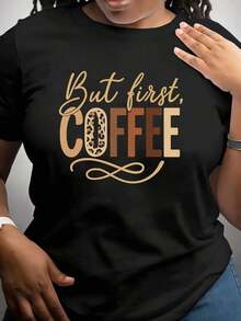 Unique Y2K Design T-Shirt With The Phrase "But First Coffee" In Elegant Colors And Modern Style, Perfect For Coffee Lovers And Urban Fashion, Ideal For Any Occasion In Mexico - Black - View 8