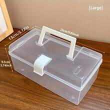 1pc Transparent Frosted Portable Storage Box With Handle And Clasp, Durable Waterproof Dustproof Anti-Pollution Design, Sturdy Anti-Deformation Structure, Convenient Flip-Top Seal, Lightweight Handheld For Carrying, Clear View For Efficient Organization Of Papers, Documents, Stationery, Suitable For Student, Office, Home Desk - Multicolor - View 10