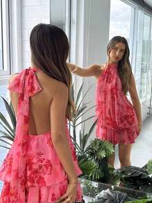 MEXAloruh Vestido mini elegante de gasa con lazo en el cuello en color amarillo mantequilla para mujer, vestido para citas, vestido para salir de noche, vestidos de verano para mujer, atuendos para luna de miel, vestido de invitada de boda, atuendos para vacaciones en la isla, vestidos de fiesta elegantes, vestidos de cumpleaños para mujerMEX IGZT - Multicolor - Ver 6