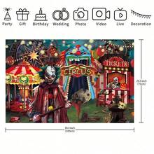 1 pieza de tela de fondo con tema de circo malvado de Halloween, tela de fondo de fotografía de Halloween, diseño de carnaval de terror de payaso, decoración de fiesta de terror, decoración de fiesta de cumpleaños de terror, adecuado para cumpleaños, fiestas temáticas, decoración de baile de disfraces de Halloween, decoración del hogar, fondo de accesorios para fotomatón. - Multicolor - Ver 6