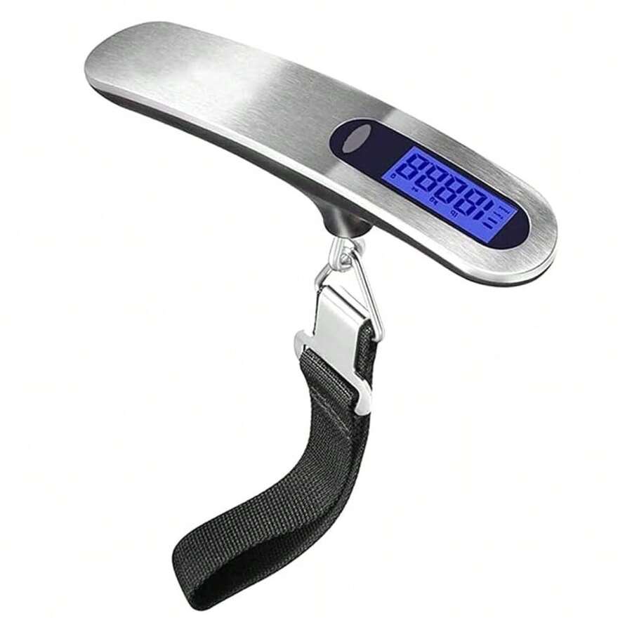 Báscula para Maleta Digital, Equipaje 110lb/50kg Alta Precisión Báscula de Viaje con Pantalla Retroiluminación LCD, Escala de Equipaje Portátil - Plateado - Ver 1