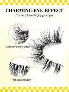 6 Pairs Cat Eye False Eyelashes - Lightweight Fluffy Faux Mink Lashes, Transparent Lash Band, Natural Effect, Reusable, Suitable For Beginners, Comfortable Cartoon Style Lashes, Suitable For Daily Makeup And Beauty Blogger Makeup - Black - View 3