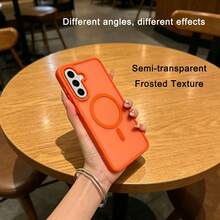 360°全方位保護半透明磁吸手機殼，適用於 S25 FE A57 A37 A17 A07，支持無線充電，防震保護殼適用於A56 A36 A26 A16 A06 S26 Ultra S25 Ultra，兼容 - 橘色 - 查看 5