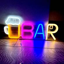 1 pieza Letrero de neón de bar, alimentado por batería o USB, tamaño 35.5x144.5cm/13.9x5.7in, adecuado para cumpleaños, bar, pub, patio, propuesta, aniversario, graduación, sala de juegos, Día de San Valentín, Día de la Madre, Día del Niño, Navidad y otras decoraciones de fiesta y decoración del hogar - Blanco - Ver 7