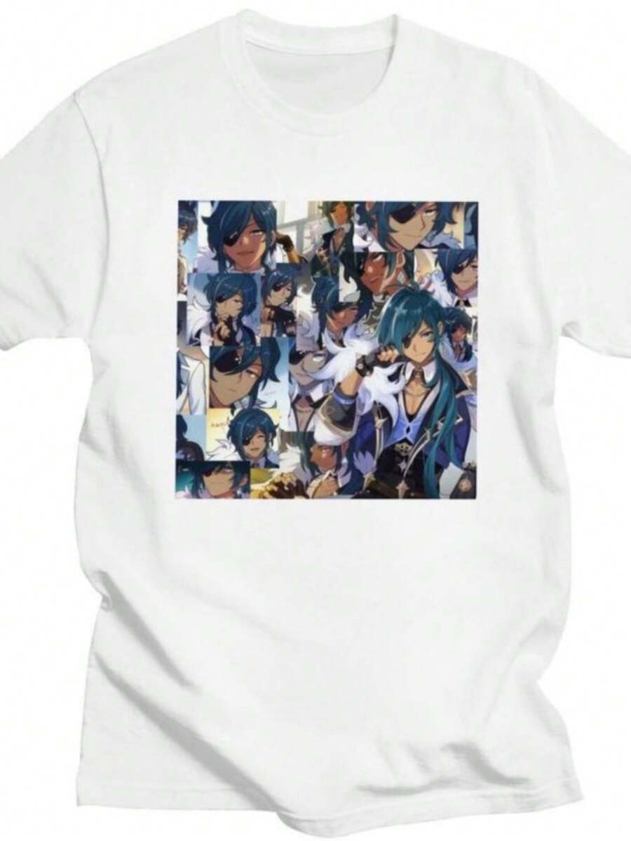 blusas para mujer Custom Trendy Genshin Impacts Kaeya Collage Women T Shirt Men Short Sleeves Pure Cotton T-shirt Anime Game Tee Tops Fashion Tshirt - Blanco - Ver 1