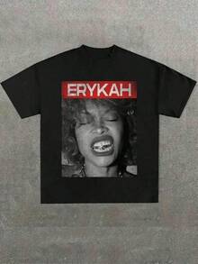 Camiseta unisex de manga corta, 2026NuevoLlegadaErykahBaduHomenajeNegroCamisetaConRetrato, InformalDigitalImprimirPuroPesadoTCamisaCamiseta,Regalo,Verano,UnisexoCamisetaDeMangaCortaplayerashombre, , , Dazymujer,romwehombres, bohochic,maestrasregalos,camisetaparaconjuntos de mujercon curvasparamu,y2k, - Negro - Ver 1