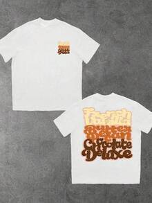 Camiseta de Lujo con Estampado Digital de Doble Cara, Diseño de Chocolate, Avellanas y Mantequilla de Vainilla Francesa, 100% Algodón, 1 Pieza, Ropa Urbana, Camiseta Casual para Hombre, 220g, Temática de Postre Dulce - Negro - Ver 6