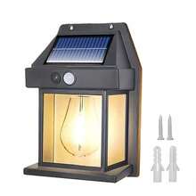 Luminária Arandela Vintage Placa Solar Lâmpada Externa Moderna Decoração Com Sensor Recarregável - Multicolorido - Visão 10