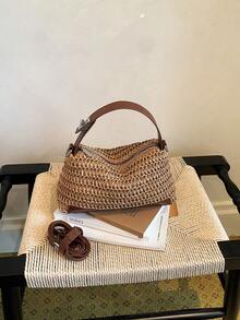 Nuevo bolso de hombro de moda para mujer, bolso cruzado de diseño único, bolso de mano casual y versátil minimalista y elegante, de tela cómoda con textura tejida, cierre con cremallera, correa ajustable y desmontable, cómodo de llevar, espacioso, bolso tipo almohada - Multicolor - Ver 15