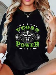 Ropa de talla para mujer, camiseta casual de manga corta con cuello redondo y corte regular con estampado, adecuada para el verano, con ligera elasticidad - Camiseta unisex de algodón suelto de manga corta y cuello redondo estilo vintage urbano. - Negro - Ver 5