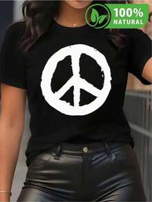 Camiseta negra con símbolo de la paz en estilo urbano - Ideal para moda casual y rebelde - Calidad premium y total comodidad - Perfecta para expresar originalidad - Prenda de México - Diseño independiente y vanguardista - Negro - Ver 12
