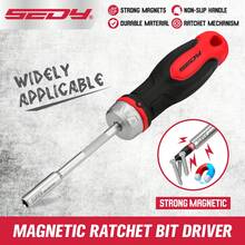 Bộ tua vít có tay cầm từ tính SEDY 1/4" CR-V, tua vít bền bỉ với đầu giữ mũi vít và tay cầm chống trượt, tua vít đa đầu dài 220mm với tay cầm đệm tiện dụng, dụng cụ hạng nặng phù hợp cho nam giới, gara và sửa chữa hàng ngày. - Tua vít có bánh cóc từ tính CR-V 1/4" - Xem 2