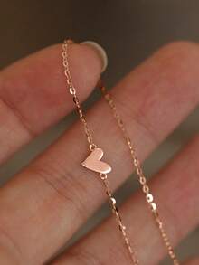 GAGAFEEL 1 chiếc vòng chân hình trái tim nhỏ xinh bằng bạc Sterling S925 mạ vàng 14K, thích hợp để đeo hàng ngày hoặc làm quà tặng. - Hoa hồng vàng - Xem 3