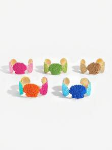 1 buah Gelang Kerang Bohemian, Gaya Musim Panas Lautan, Anyaman Rafia Buatan Tangan, Blok Warna, Berongga, Dapat Diatur, Perhiasan, Aksesori Fashion Serbaguna untuk Liburan Pantai, Perjalanan Tepi Laut, Kencan Sehari-hari - MultiWarna - View 8