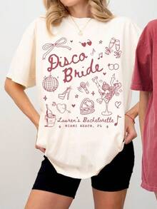 Camisetas personalizadas para despedida de soltera con temática disco, camiseta de despedida de soltera "Reina del baile", camisetas para despedida de soltera "Última discoteca", camiseta de novia disco.,Embalaje individual - Blanco - Ver 1
