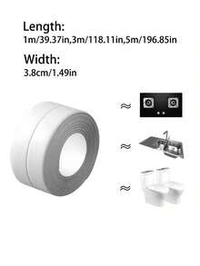 White Sealing Tape, Self-Adhesive Anti-Mold Tape, Durable PVC Material, Waterproof And Oil-Resistant, Perfect For Shower, Sink, Bathtub, Toilet, Basin, Window, Wall Gap And Kitchen Decoration - A - View 7