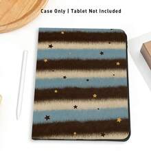 Blue Brown Beige Striped And Star Pattern, 1pc Flip Cover Tablet Protective Case With Pen Slot, Compatible With Honor 8/9/10, Honor X8/X8A/X9/X8Pro/X9Pro/X9A/V8 Pro/GT 11.5inch, Matepad Pro/Matepad SE 11/Matepad 11, Apple 10th Gen/ 11 2025 (A16), A9/A9+/A11/S11/S10 FE+ And Other Popular Models - Multicolor - View 6