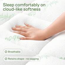 Niagara Sleep Solution Ultra Soft Queen Size Mattress Topper - Rayon Derived From Bamboo Pillow Top Mattress Pad For Back Pain Relief - Naturally Cooling For Hot Sleepers, Green - 3 White - View 2