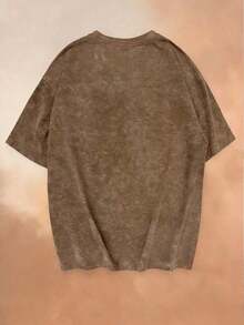 Nueva blusa de verano con estampado de cara de leopardo vintage, cuello redondo, teñido anudado y manga corta.Elegante y versátil para mujer. - Marrón - Ver 4