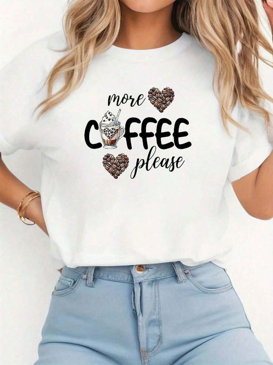 Camisetas de Arte Mexicano para Mujer, Manga Corta, Estilo Casual, ¡Atención Amantes del Café! Camiseta de manga corta con cuello redondo y estampado textual para mujer, primavera/verano. Adecuado para compras informales, regalos navideños y reuniones de amigos. Lanzamiento de Nuevo Producto. Enviado desde almacén local. Ropa navideña para mujer. Regalos para Mujeres. Camiseta de Mujer con Bonito Estampado. Discount PromotionCamiseta Algodón Familia Coordinada - Blanco - Ver 1