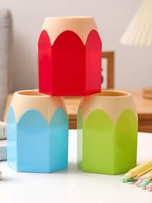 Bộ 2 món, hộp đựng bút + sticker, hộp đựng đồ dùng văn phòng phẩm bằng nhựa hình tròn sáng tạo dành cho học sinh, dung tích lớn, sang trọng nhẹ, cảm giác cao cấp. - Nhiều màu - Xem 4