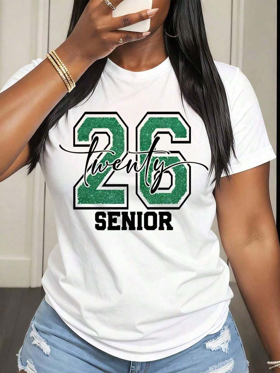 Camiseta de Mujer con Estampado Verde 26 Twenty Senior para Uso Casual en Primavera y Verano - Blanco - Ver 1