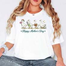 1 camiseta de ganso para el Día de la Madre, camiseta linda de ganso para mamá, camiseta divertida para mamá, camiseta de mamá animal, regalo para el Día de la Madre, el mejor regalo para mamá, un regalo de cumpleaños para la madre, 180g 100% algodón. - Blanco - Ver 9
