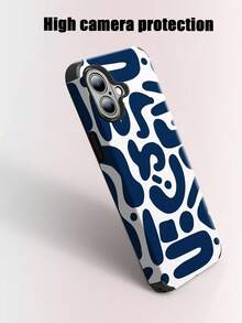 1pc Abstract Geometric Swirl Pattern Faux Leather Shockproof Protective Phone Case With Rotating Sound Design, Compatible With Apple/ Galaxy S24 Ultra, 17 Pro Max/16 Pro Max/12 Pro/13/14 Plus/15 Pro Max/16 Pro Max/11/13 Pro, Soft Phone Cover, Gift - Navy Blue - View 2