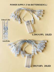 1pc Crystal Transparent Photo Clip String Lights, 10/20/30/40LED, Fairy Clip String Lights, Can Hang Photos, Battery Powered, Suitable For Couples Anniversary, Yard, Bedroom, Wedding, Birthday Party, Holiday Decoration (Batteries Not Included) - Yellow - View 10