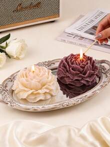 1PC Handmade Floral Scented Candle Gift, Flower Shaped Soy Wax Candle Decor, Creates Ambiance, Suitable For Valentine's Day, Couples, Women, Girls, Wedding, Halloween, Christmas, Graduation, Birthday, Mother's Day, Home Decor - Multi Scents - View 3