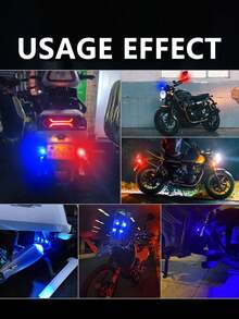 2入機車LED後視鏡燈，LED聚光燈，警示閃爍燈，行車燈，適用於汽車、SUV、ATV，紅藍色，12V - A - 查看 7