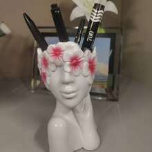 1 pièce Porte-pinceau de maquillage de style européen doré, organisateur de bureau, en forme de vase, support de rangement haut de gamme pour pinceaux de maquillage, cadeau pour la petite amie - Multicolore - Voir 7