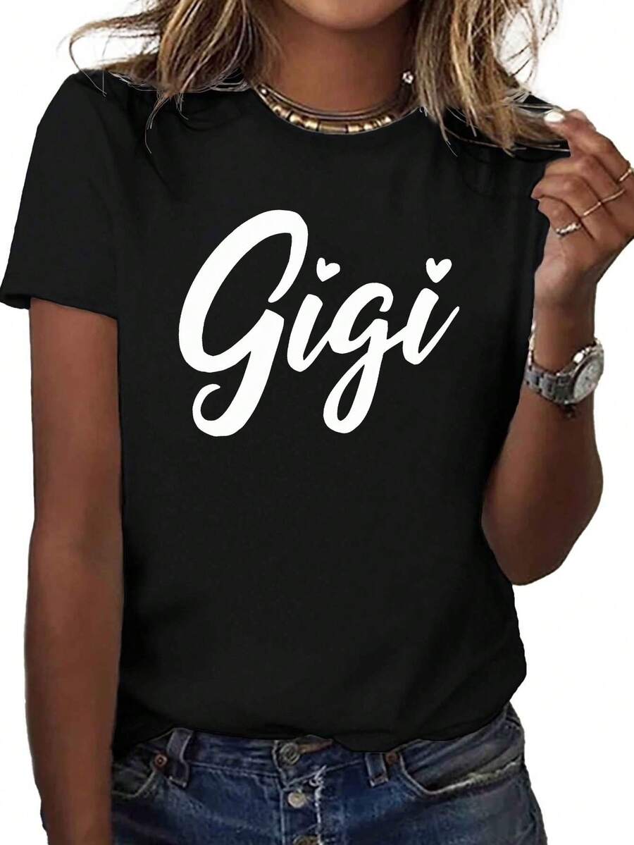 Camiseta Romántica Gigi para Mujer de Teediy, Ajuste Cómodo - Negro - Ver 1
