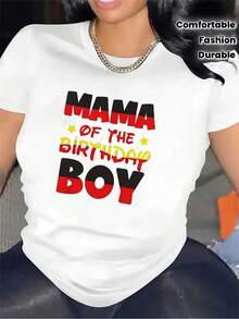 1 camiseta de manga corta para el cumpleaños de mamá |   Adecuado para celebraciones y fiestas, duradero y cómodo, apto tanto para uso interior como exterior, diseño de patrón elegante, tela suave, cuello redondo, tela de elasticidad media de 180g 100% algodón. - Blanco - Ver 2