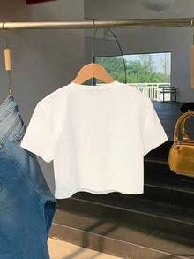 Pure Cotton T-Shirt, Graphic Tees, Plant Series, I Love Plants, Plant Mom, Lily, Lilac, White, Willow, Daffodil, Slogan T-Shirt, Baby T-Shirt, Cute T-Shirt For Teens And Friends 11706 - 白色 - 查看 2