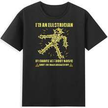Camiseta unisex con emojis, estilo Harajuku retro, de algodón puro. Si no hay música para desconectar el interruptor principal mientras bailas, yo soy la persona autorizada. - Negro - Ver 2