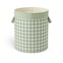 Toy Organizer Basket, Clothes, Checkered Pattern, Cotton Harmony - 1 Piece - Green - View 1