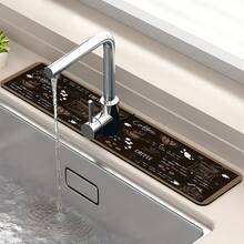 1pc Coffee Life Design Rubber Faucet Splash Guard, Bathroom Faucet Splash Pad, Waterproof Anti-Slip Faucet Mat, Kitchen Countertop Accessory. Protect Your Kitchen Countertop. - Multicolor - View 5