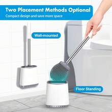 Toilet Brush, Silicone Toilet Brush And Holder Set, Flexible Toilet Bowl Brush Head With Ventilated Holder, Wall Mounted Compact Toilet Scrubber Set For Bathroom Cleaning (1, White) - Màu A - Xem 5