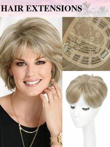 Penutup Rambut Jepit Wanita - Potongan Pixie Pendek, Wig Sintetis untuk Area Rambut Tipis dengan Highlight, Gaya Keriting Bergelombang - MultiWarna - View 16