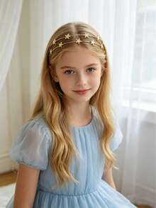 Korean Style Sweet Rhinestone 5-Petal Flower Pearl Headband, Double Row Star Bow Thin Hair Tie, Suitable For Bangs - Multicolor - View 2