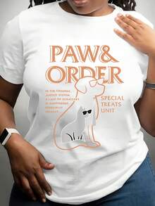 Talla - Talla - Camiseta de mujer talla |   Camiseta casual de manga corta y cuello redondo con estampado de patas y diseño de perro, adecuada para uso al aire libre en primavera/verano - Camiseta unisex de algodón holgada de estilo vintage urbano con cuello redondo y manga corta. - Blanco - Ver 7
