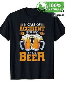 Camiseta divertida para hombres con diseño de cerveza tipo sangre estilo casual perfecta para fiestas y reuniones transpirabilidad asegurada corte clásico camiseta de moda ideal para fans de la cerveza edición especial únete a la y destaca en cualquier evento - Negro - Ver 12