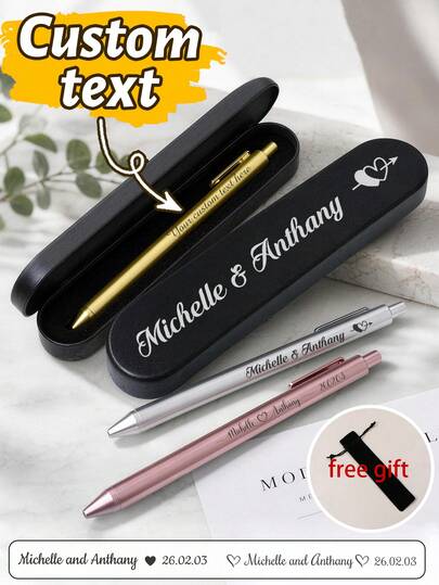 Customized Name Ballpoint Pen, Available With Or Without Gift Box. An Elegant And Simple Office Writing Pen, Suitable For Diary Entries, Signatures, Teacher's Day Gifts, Birthday Gifts, Graduation Gifts, And Anniversary Thank-You Gifts.