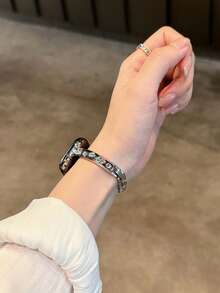 1条女士高端星月镶钻手链表带，兼容38/40/41/42/44/45/46/49mm表带，兼容 Ultra/SE10/9/8/7/6/5/4/3/2/1 - 藍色 - 查看 5